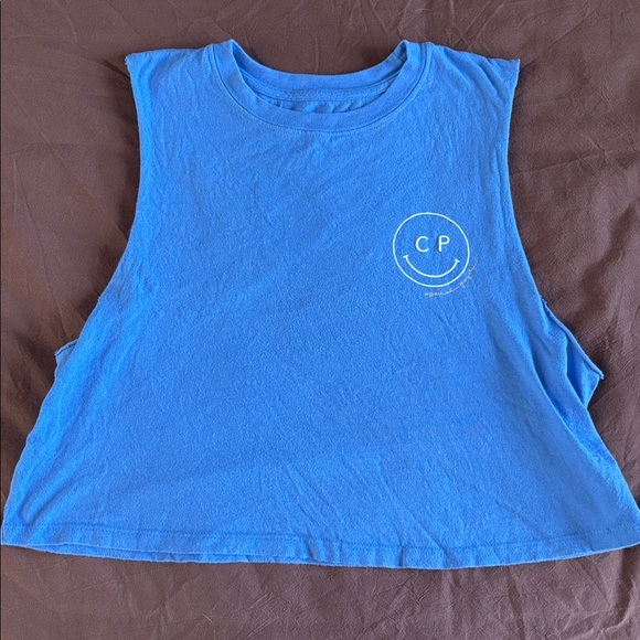 Spiritual Gangster Blue Crew Neck Tee, Club Pilates Smiley - Picture 1 of 4